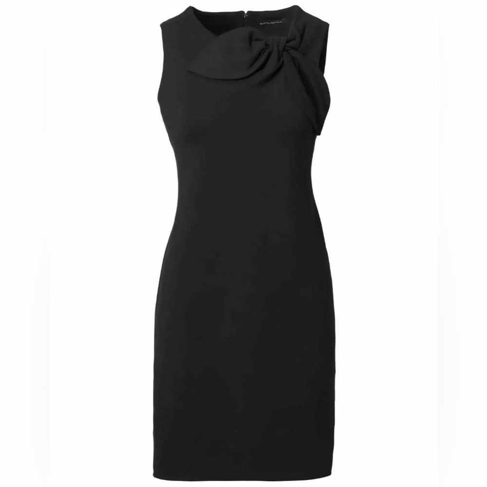 Banana Republic Black Ponte Side Bow Sheath Dress